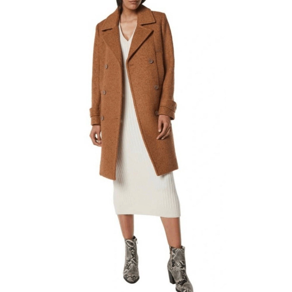 NWT ANDREW MARC EVILEEN PRESSED BOUCLE WOOL BLEND COAT. Trench, jacket winter sm